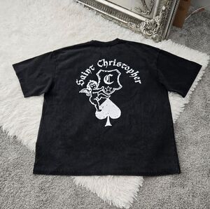 SAINT CHRISTOPHER by Jake Garcia Cherub Crest T-Shirt. Black. Size Large. New.